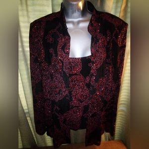 Alex Evenings 2 Peice Dress Shirt Set Women's L